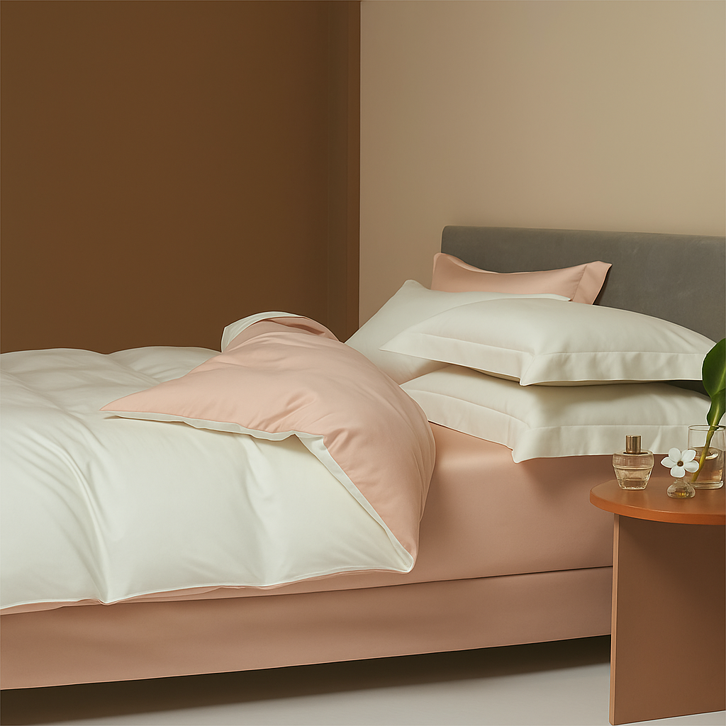 Ensemble de Literie 100% Coton Égyptien à Fibres Longues – Housse de couette + 2 taies d'oreiller