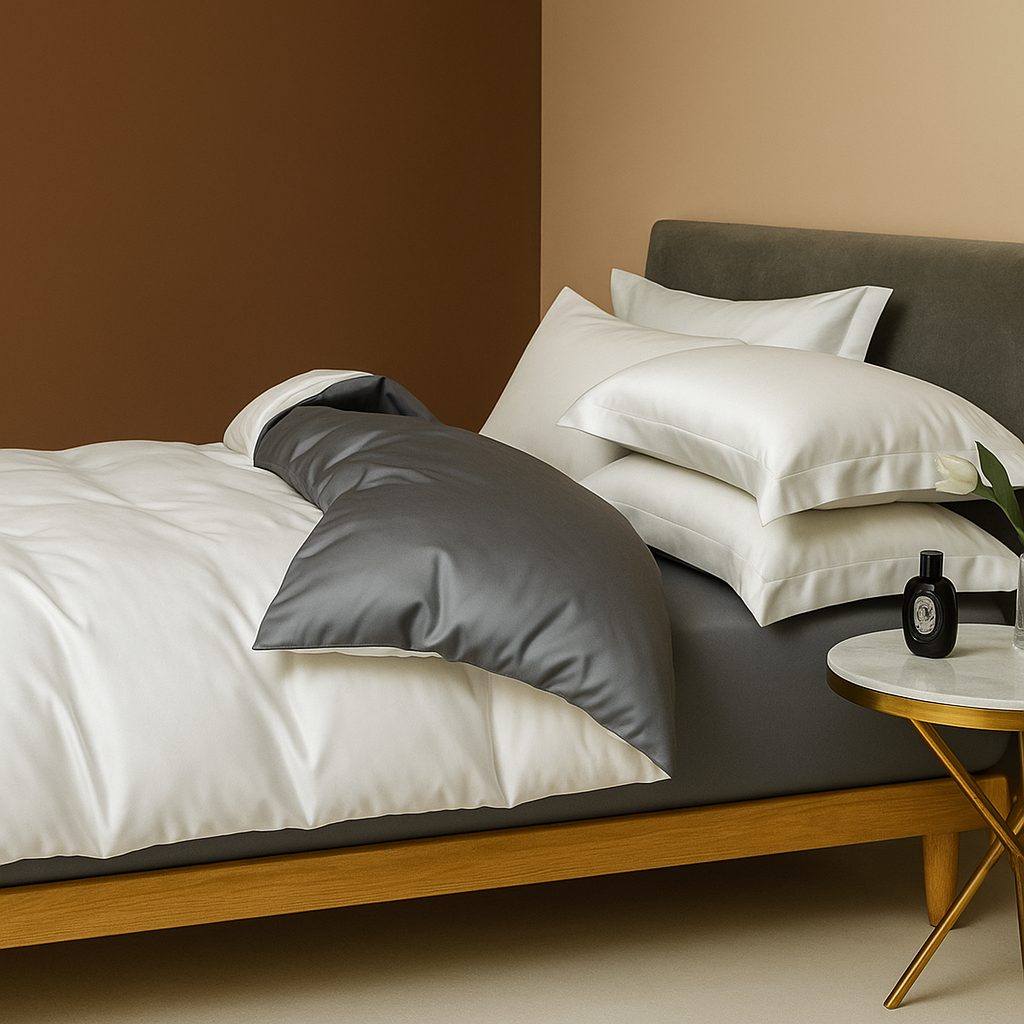 Ensemble de Literie 100% Coton Égyptien à Fibres Longues – Housse de couette + 2 taies d'oreiller