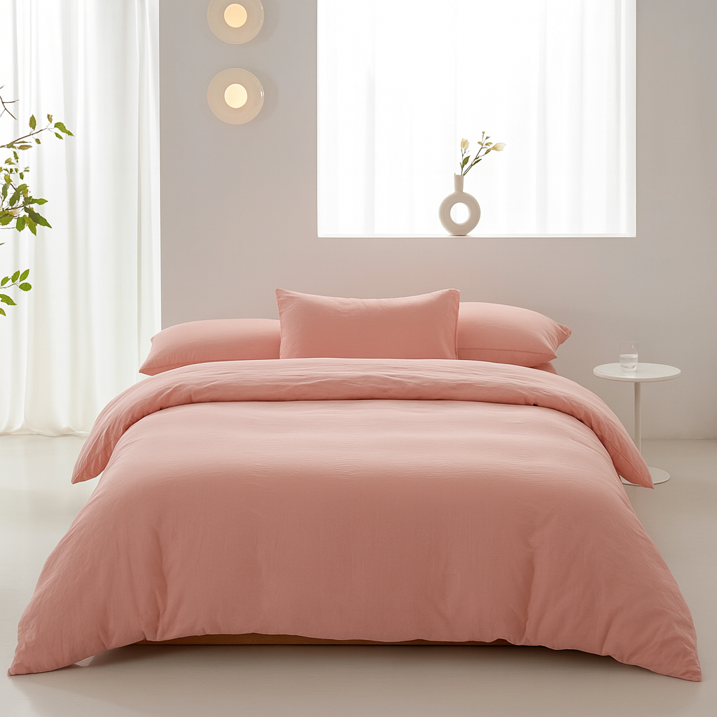 Housse de Couette Uni 100% Coton Lavé