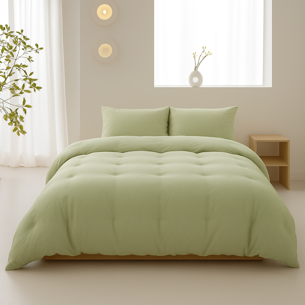 Housse de Couette Uni 100% Coton Lavé