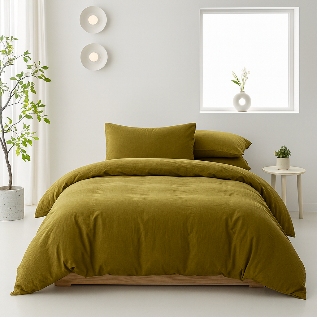 Housse de Couette Uni 100% Coton Lavé