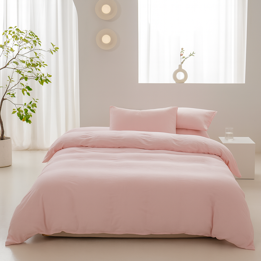 Housse de Couette Uni 100% Coton Lavé