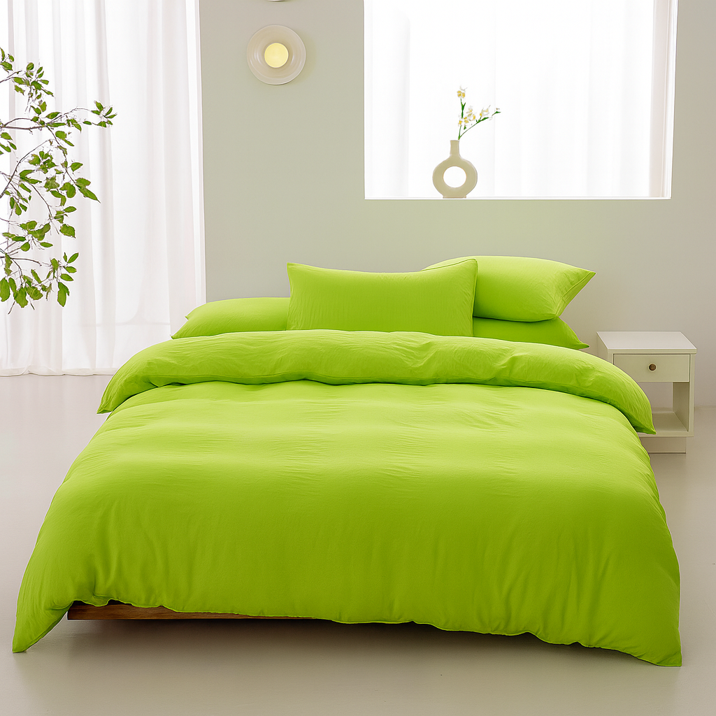 Housse de Couette Uni 100% Coton Lavé