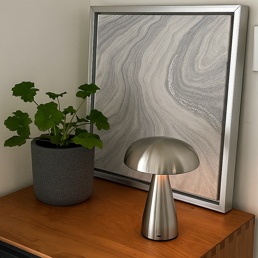 Lampe Champignon Moderne LED Tactile – Rechargeable, 3 Modes de Lumière, Métal & Acrylique