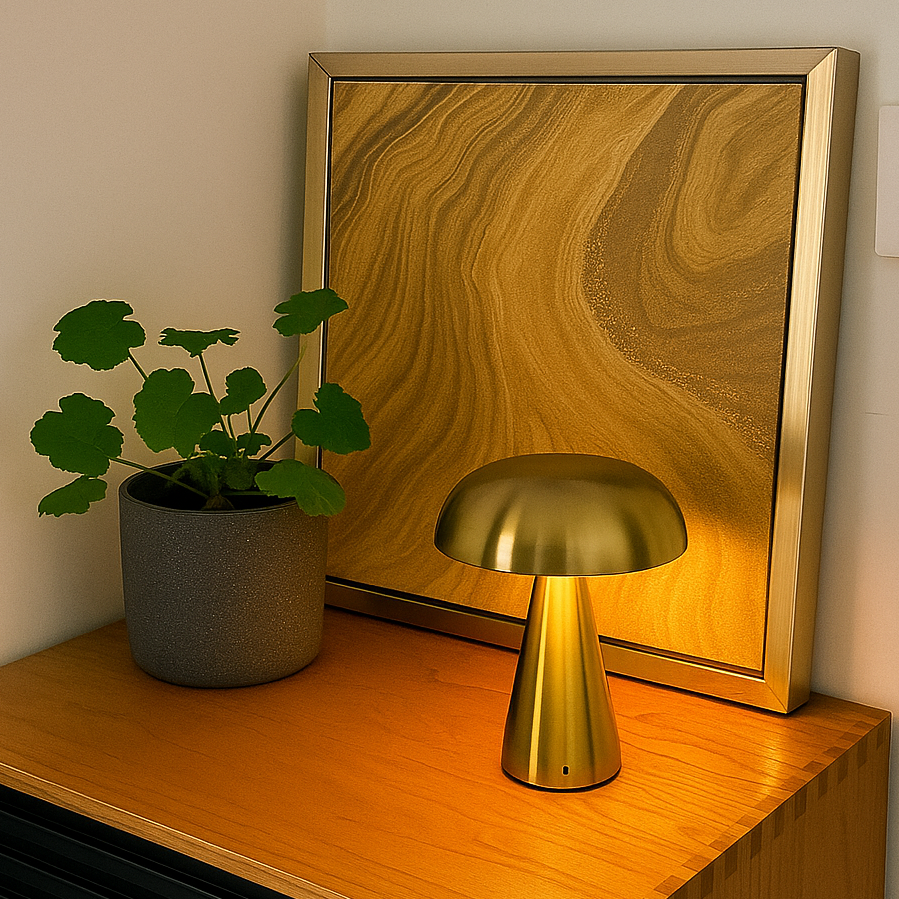 Lampe Champignon Moderne LED Tactile – Rechargeable, 3 Modes de Lumière, Métal & Acrylique