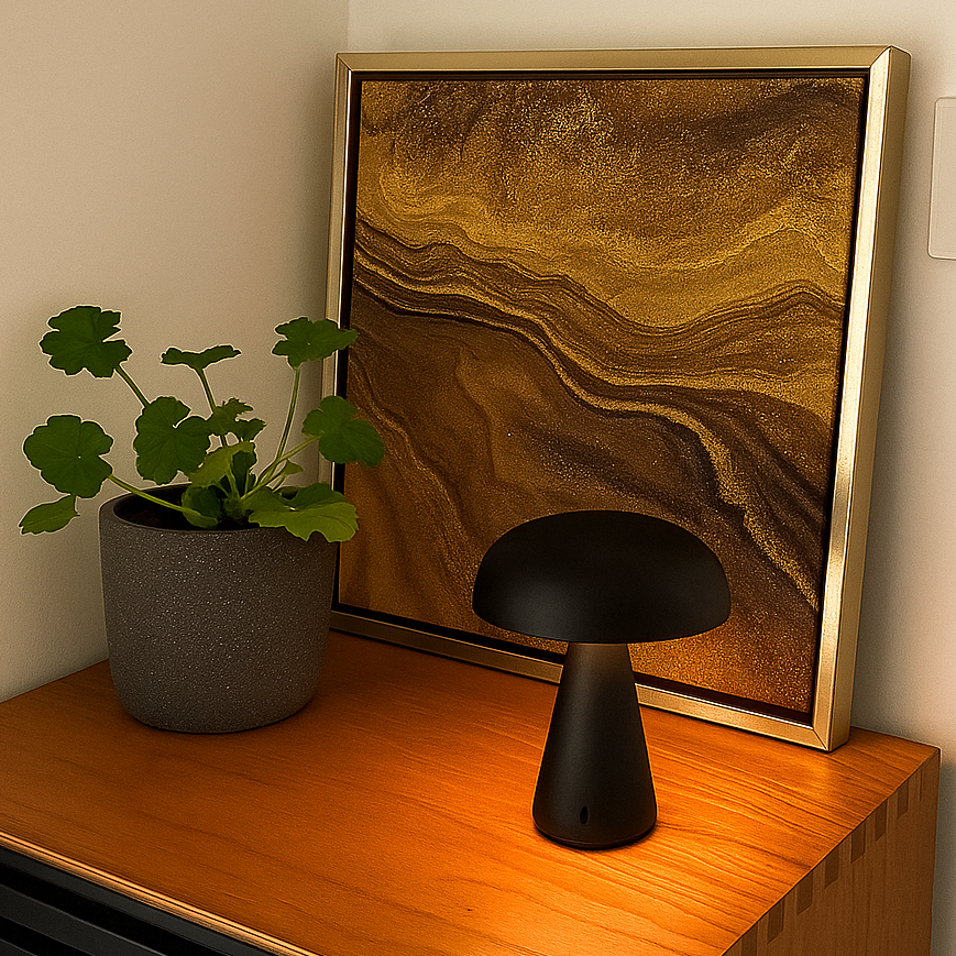 Lampe Champignon Moderne LED Tactile – Rechargeable, 3 Modes de Lumière, Métal & Acrylique