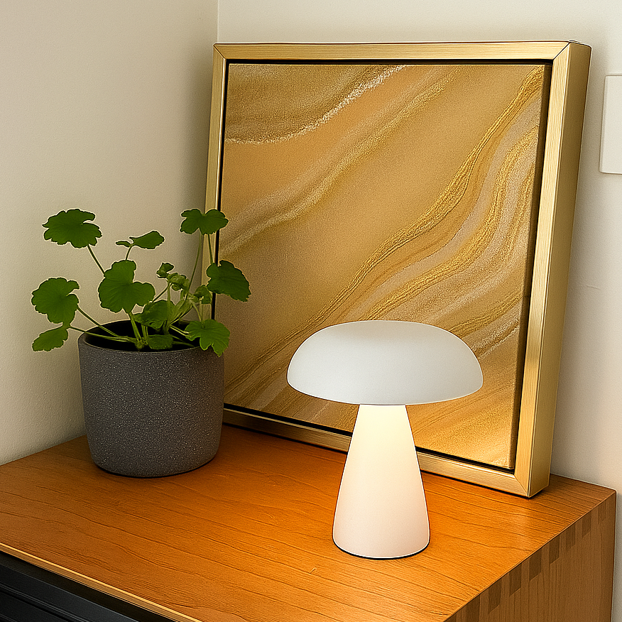 Lampe Champignon Moderne LED Tactile – Rechargeable, 3 Modes de Lumière, Métal & Acrylique