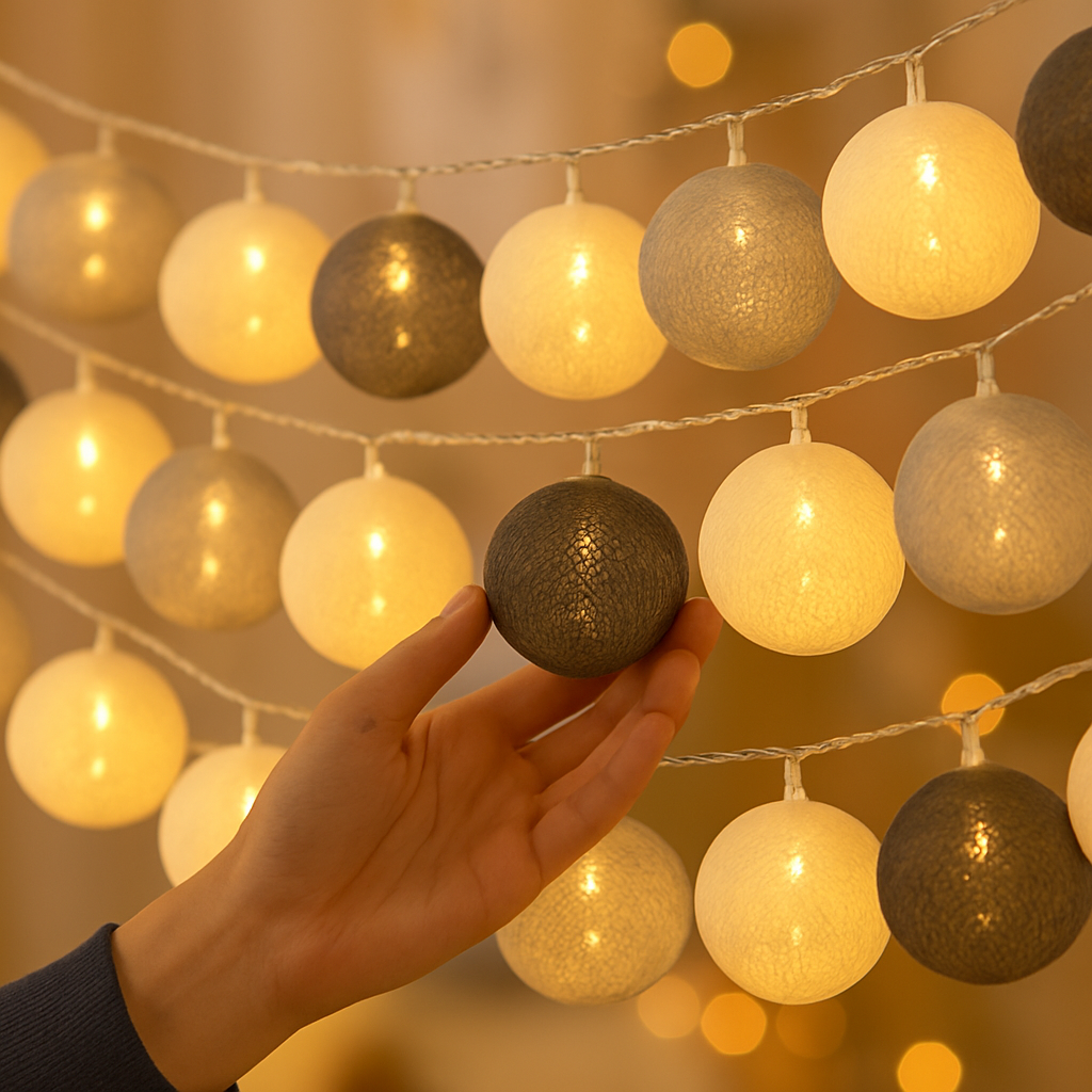 Guirlande Lumineuse LED Boules de Coton