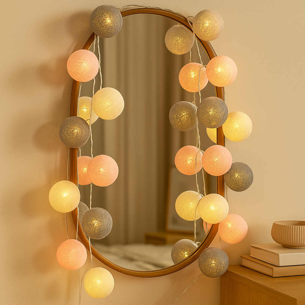 Guirlande Lumineuse LED Boules de Coton