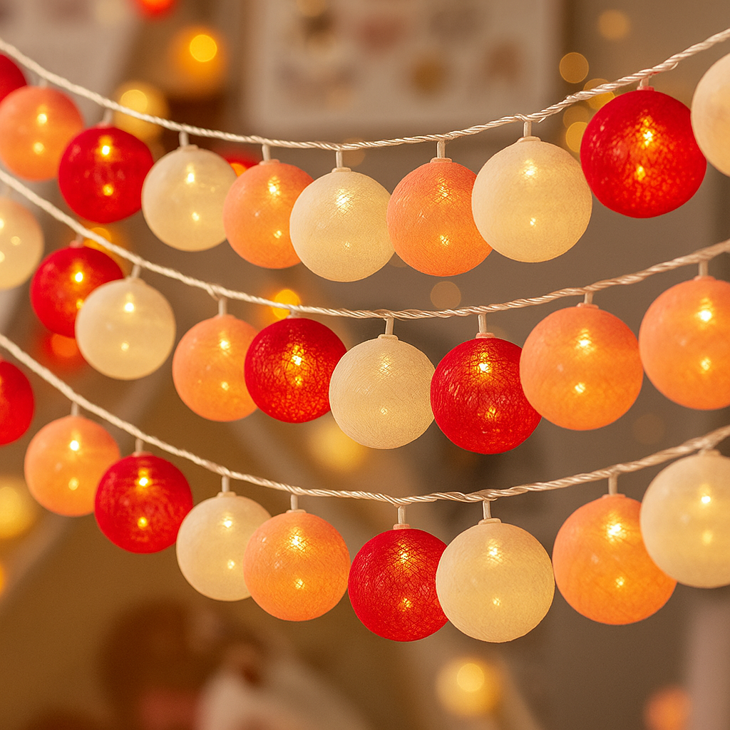 Guirlande Lumineuse LED Boules de Coton
