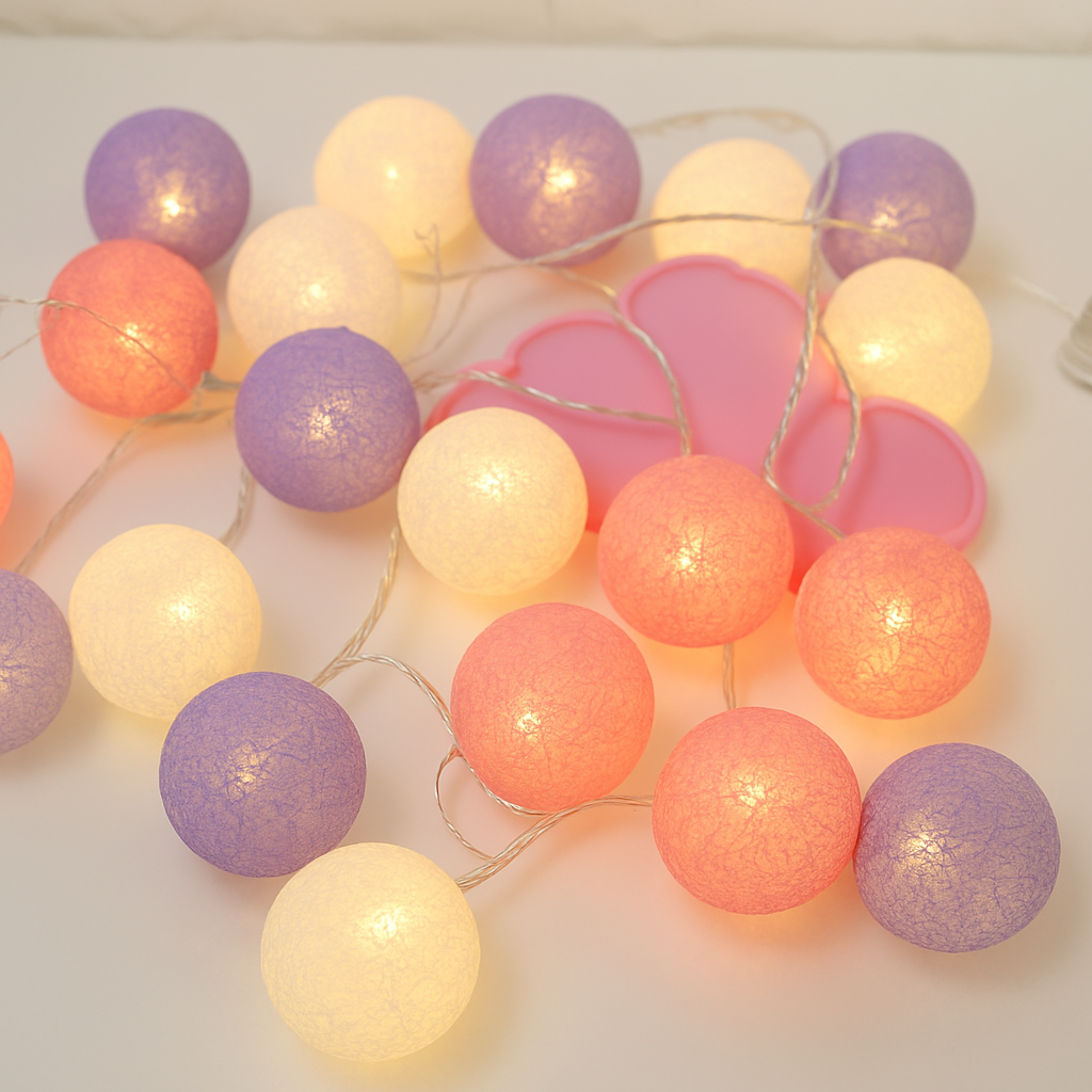 Guirlande Lumineuse LED Boules de Coton