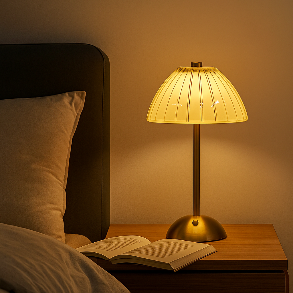 Lampe de Table LED en Cristal Doré – Tactile, Rechargeable et Variable