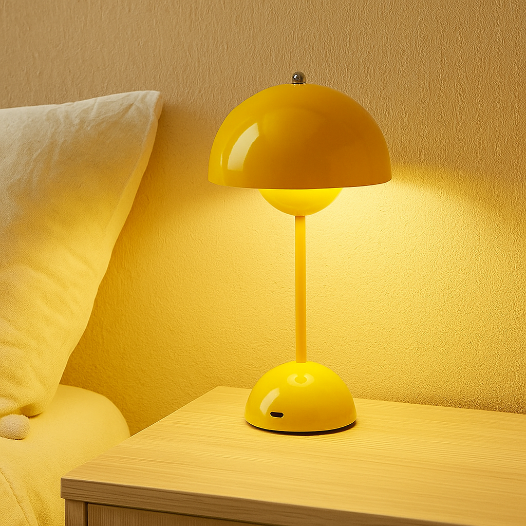 Lampe de Table Danoise Rechargeable – Design Champignon Nordique, 3 Modes D’Eclairage