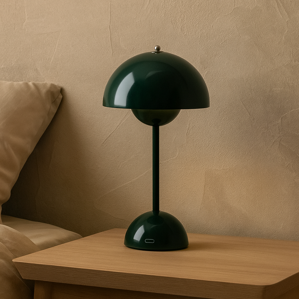 Lampe de Table Danoise Rechargeable – Design Champignon Nordique, 3 Modes D’Eclairage