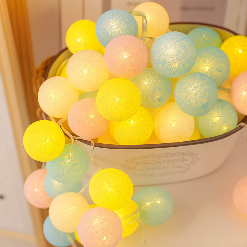 Guirlande Lumineuse LED Boules de Coton