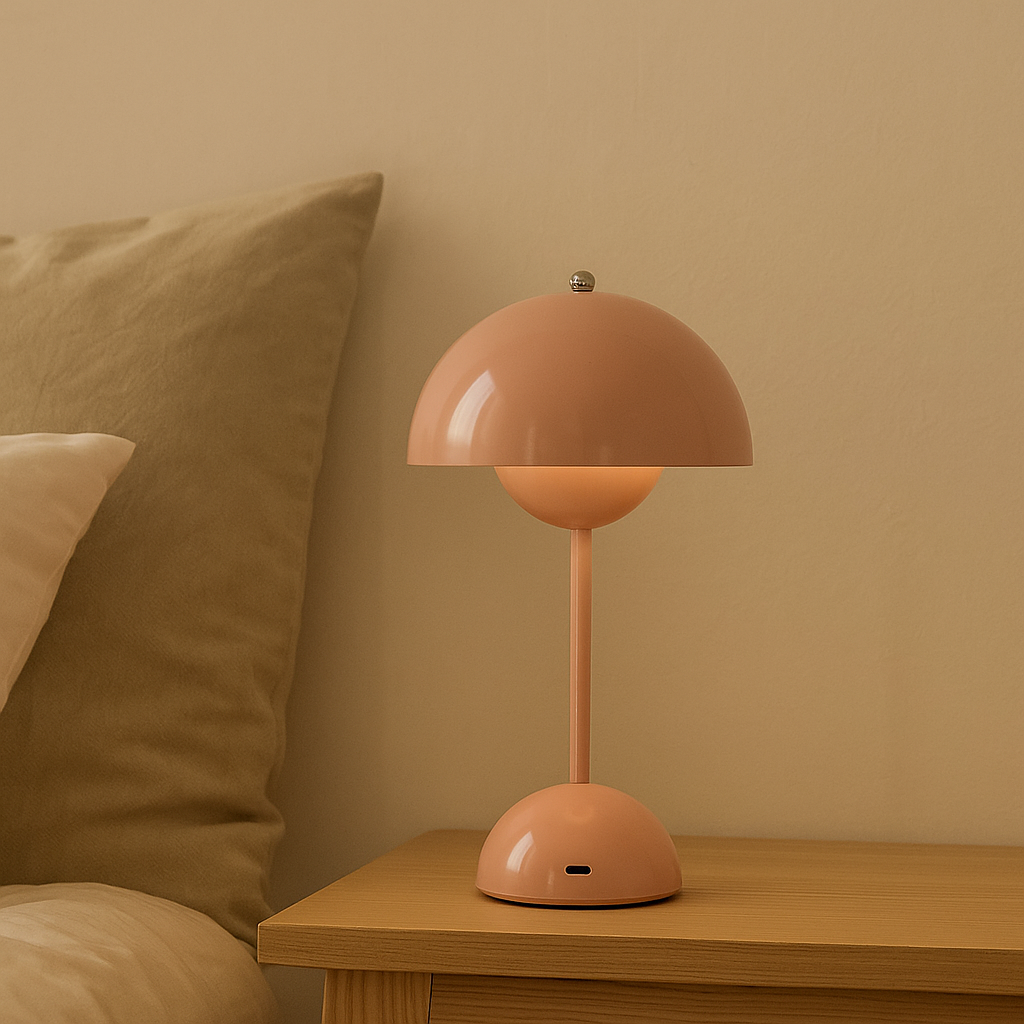 Lampe de Table Danoise Rechargeable – Design Champignon Nordique, 3 Modes D’Eclairage