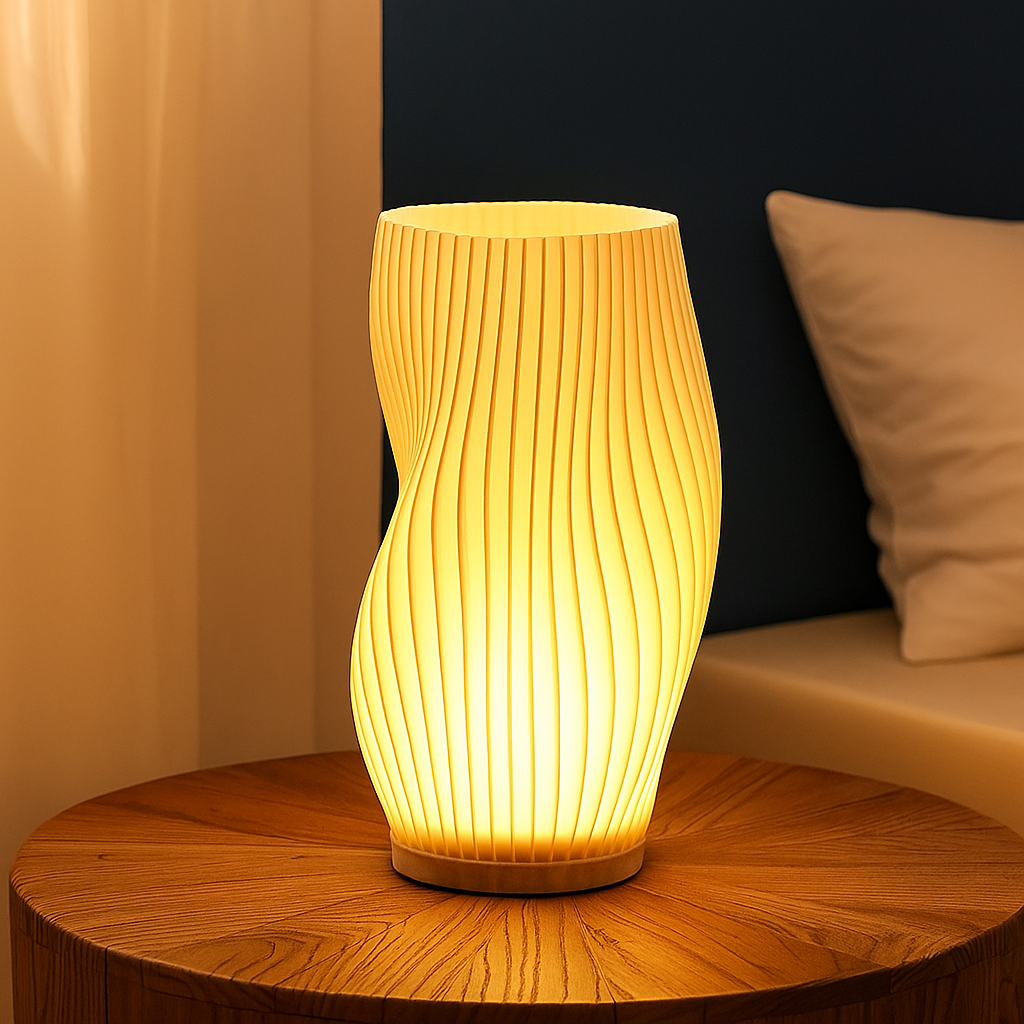 Lampe de Table Plissée 3D – Éclairage LED Réglable à 3 Intensités, Design Moderne