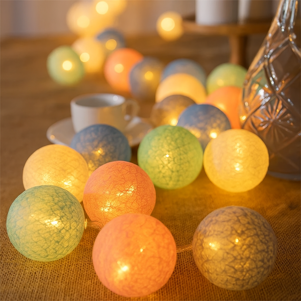 Guirlande Lumineuse LED Boules de Coton