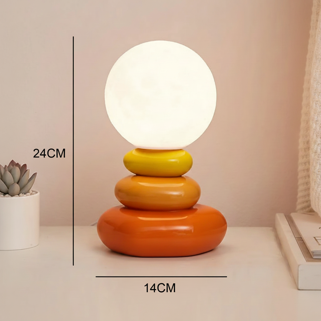 Lampe de Table Design Nordique – En Céramique Effet Pierre Colorée, Lumière LED
